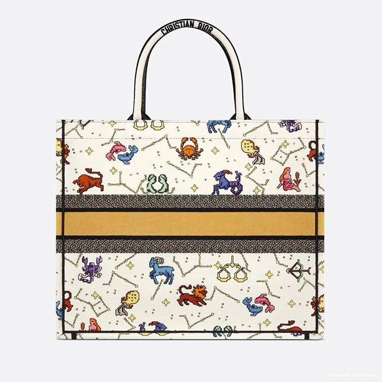 Cheap White Canvas Zodiac Dior Book Tote Pixel Motif 0717 Luxury